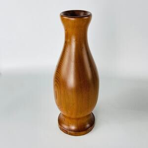 Wood Hand Turned Vintage Bud Vase MCM 9”
